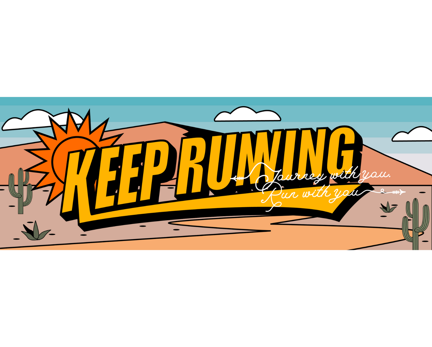 アメリカ横断記念ステッカー KEEP RUNNING(90mm x 40mm)